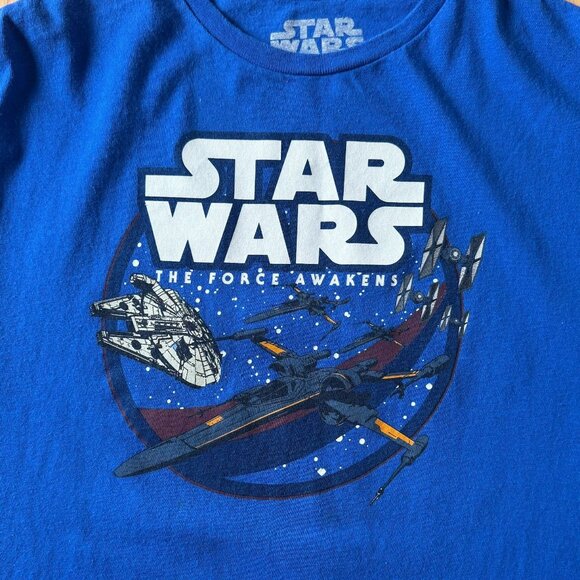 Star Wars Tee Size Mens Large The Force Awakens Millennium Falcon Blue T Shirt - Picture 4 of 6